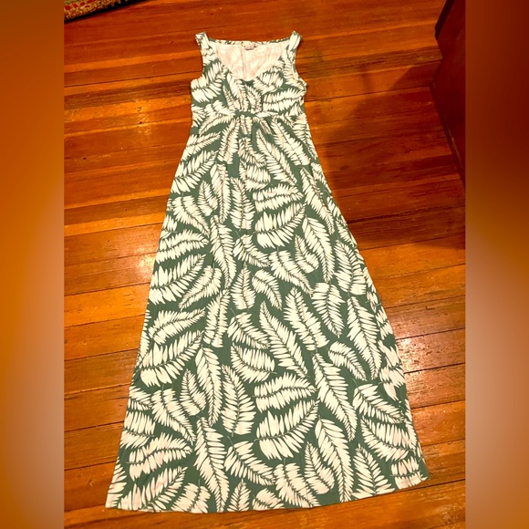 Boden Green and White Leaf Print Maxi Dress - Picture 1 of 10